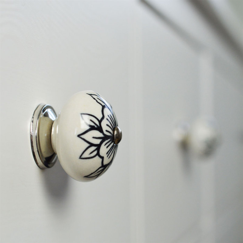 Nicola Spring - Round Ceramic Cabinet Knob - Black Bud