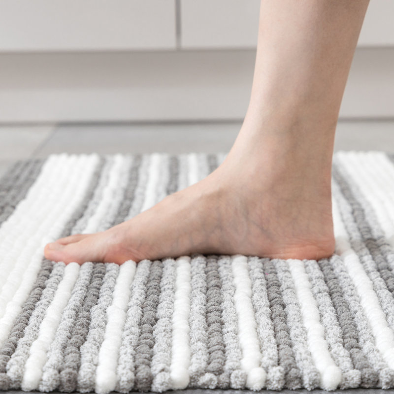 Patmos Non-Slip Bath Rug, Light Gray