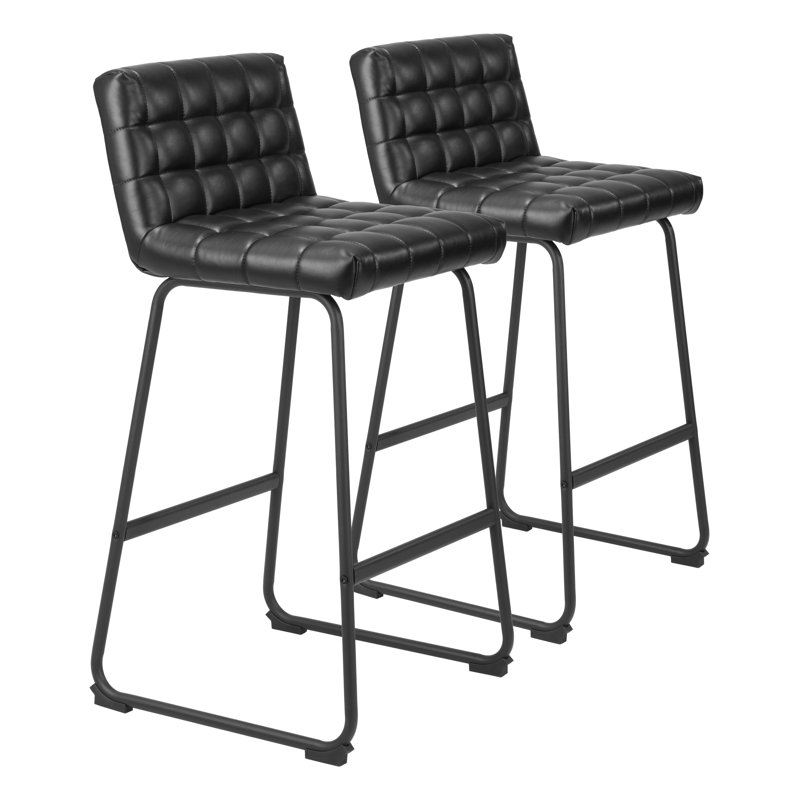 Tabouret Pago, Tabouret de bar (siège d'une hauteur de 29,9 po), 100% polyuréthane - noir