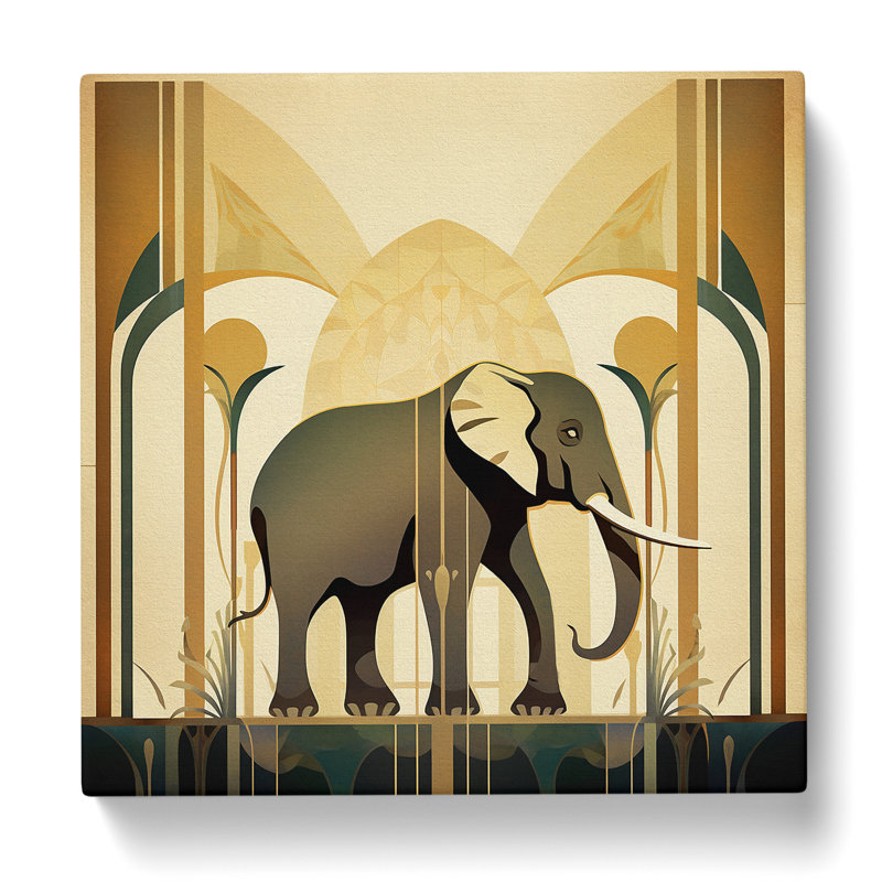 Elephant Art Deco No.2 - Wrapped Canvas