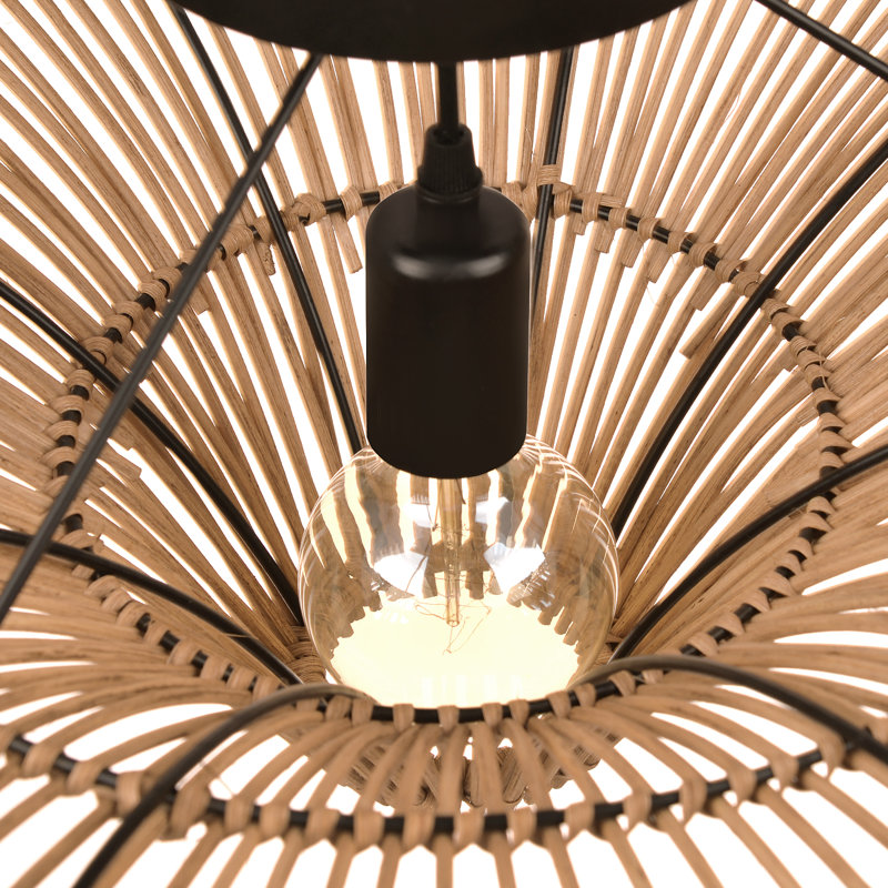 1 - Light Rattan Bowl Pendant, 11.81" H x 31.49" W x 31.49" D