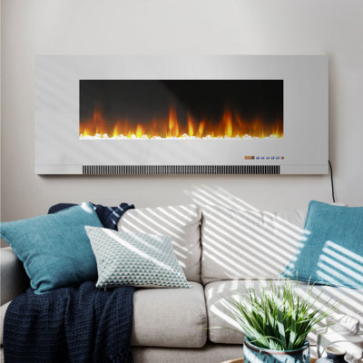 Cambridge Wall Mount Electric Fireplace Heater with Remote Control for Indoor Use in Living Room, Bedroom, Home Office