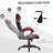 6 Vibrating Point Massage Computer Gaming Chair 5 Modes, Racing Style Heated Desk Chair Swivel Rolling Chair with Headrest, Red / Black