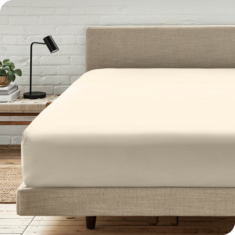 Drap-housse à poches profondes en microfibre ultra-douce, Sable, Drap-housse pour très grand lit divisé