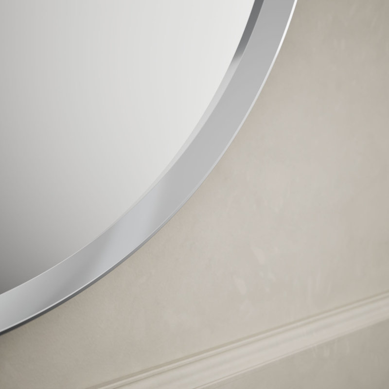 Essential Round Wall Mirror, Bathroom/Vanity Mirror with Frame, Polished Chrome, 22" H x 22" W x 1.38'' D