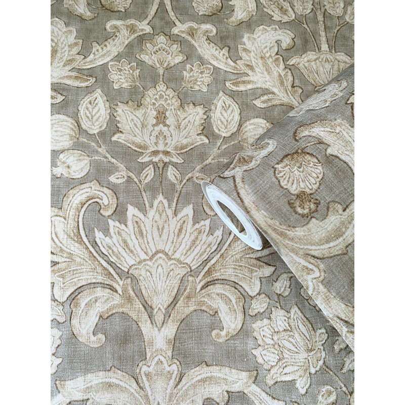 Elegance Collection Damask Sheen Finish Wallpaper Roll, Gray