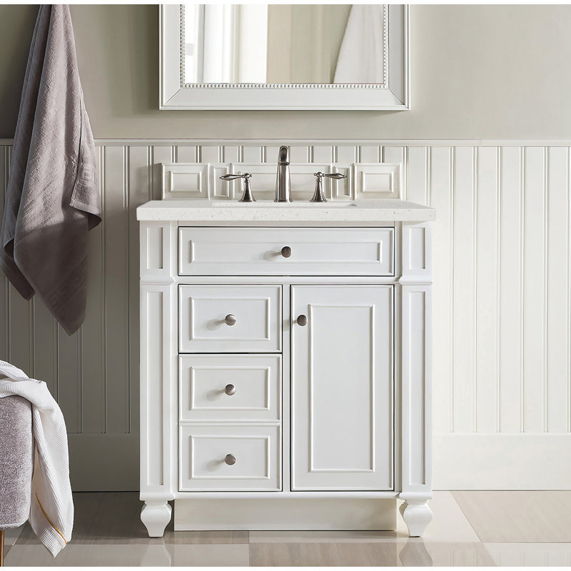 Bristol 30'' W Single Vanity, Bright White, Lime Delight Quartz, 8" Widespread