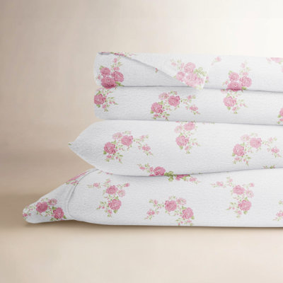 Riesel 100% Cotton Rose Bunch Pattern Flannel Sheet Set