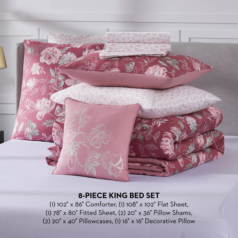 Nine West Shilo Floral Bed-in-a-Bag Comforter Set, King