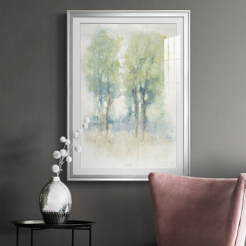 Spontané paysage I - reproduction, H 42,5 po x l 30,5 po x P 1 po, Cadre argenté