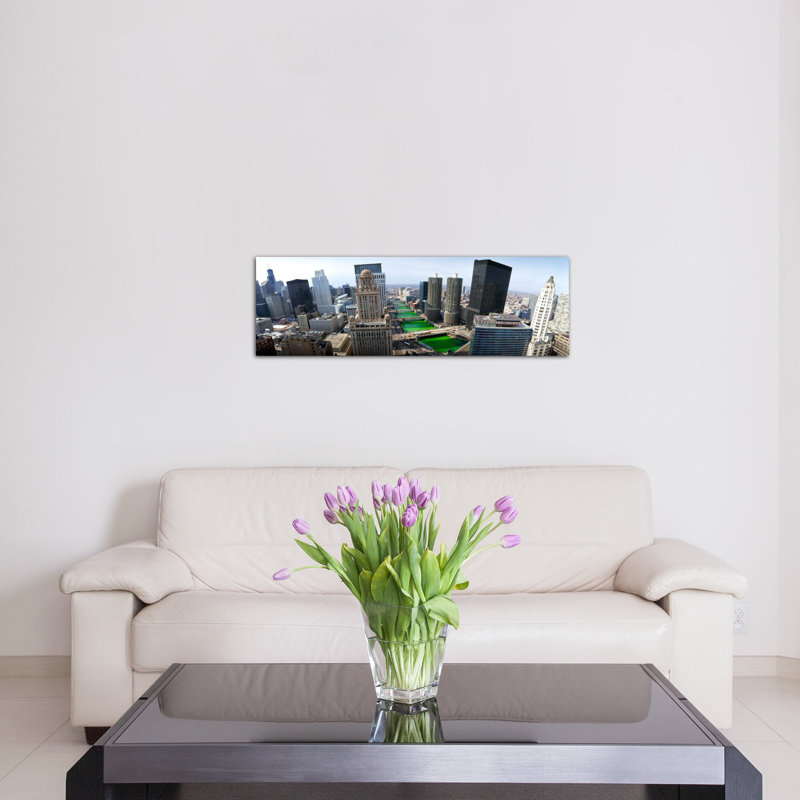 Panoramic 'St. «Patrick's Day Chicago IL», reproduction de photo sur toile, H 24 po x l 72 po x P 1,5 po, Toile tendue