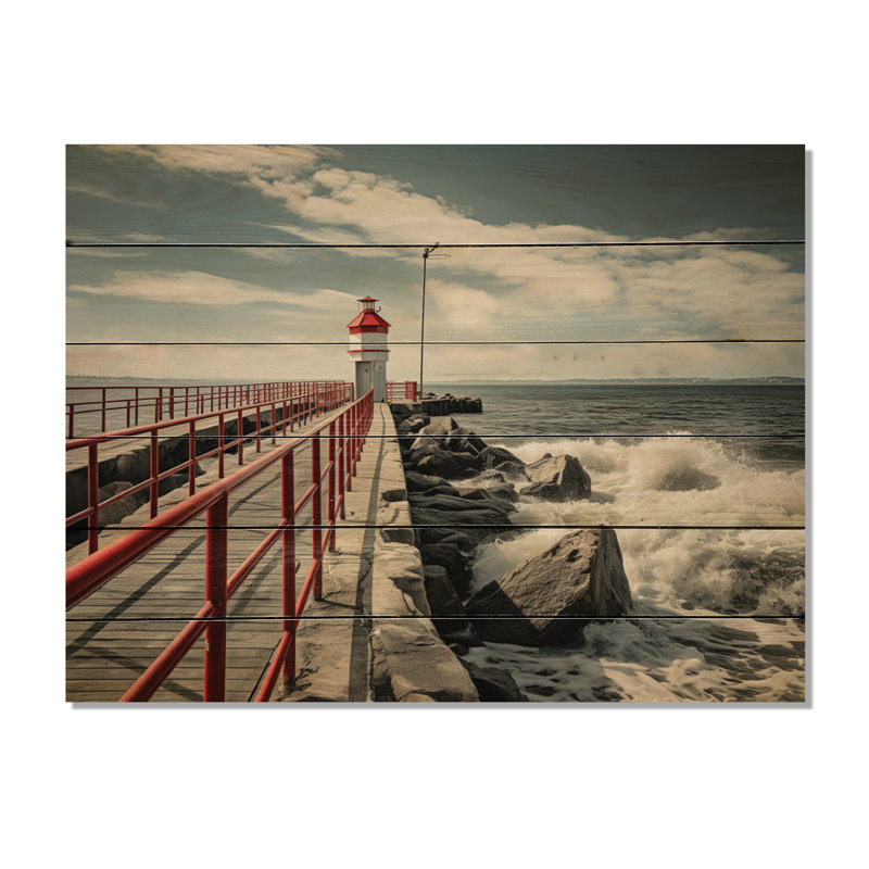 Pier Whispering Waves II sur impression sur bois, H 24 po x l 32 po x P 0,78 po