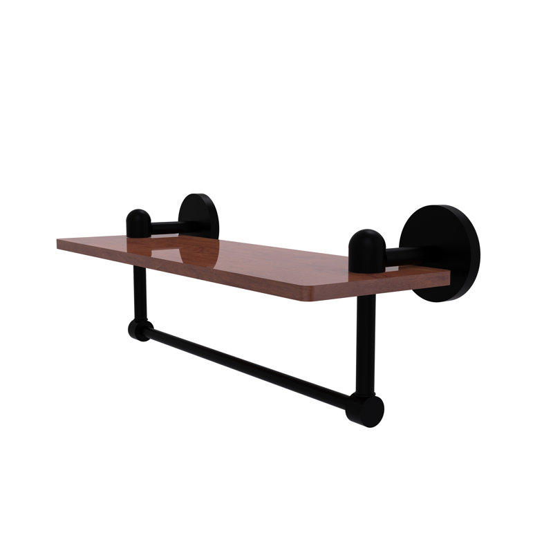 Tablette murale unie bois ironwood Itzhak, Noir mat, H 5 po x l 16 po x P 5 po