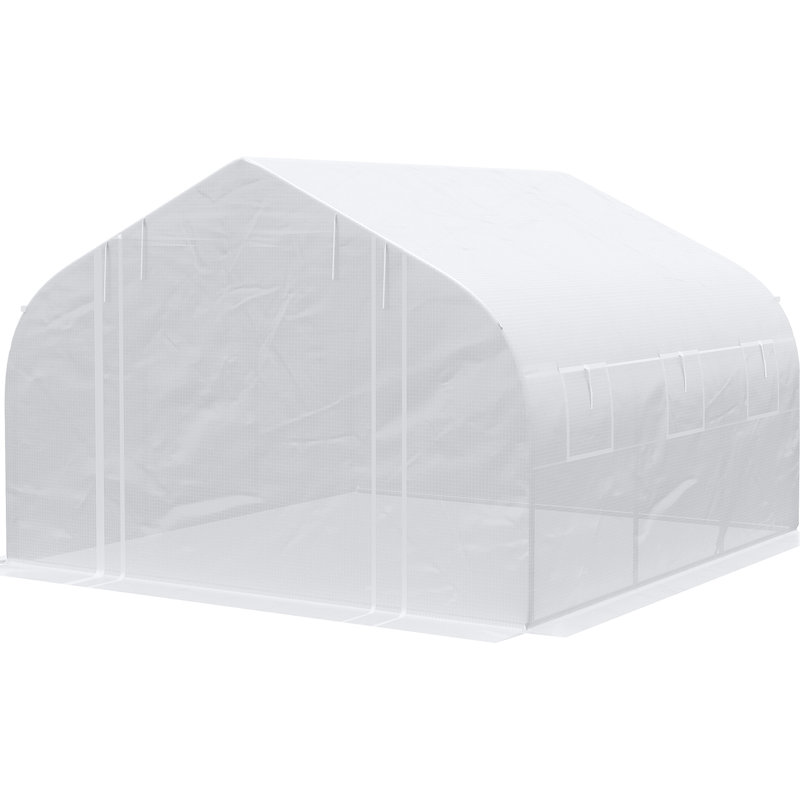 12' X 10' 7' Gardening Greenhouse, Galvanized Steel Frame, White, With Mesh Windows For Ideal Plant Conditions Steel, Optimal Growth