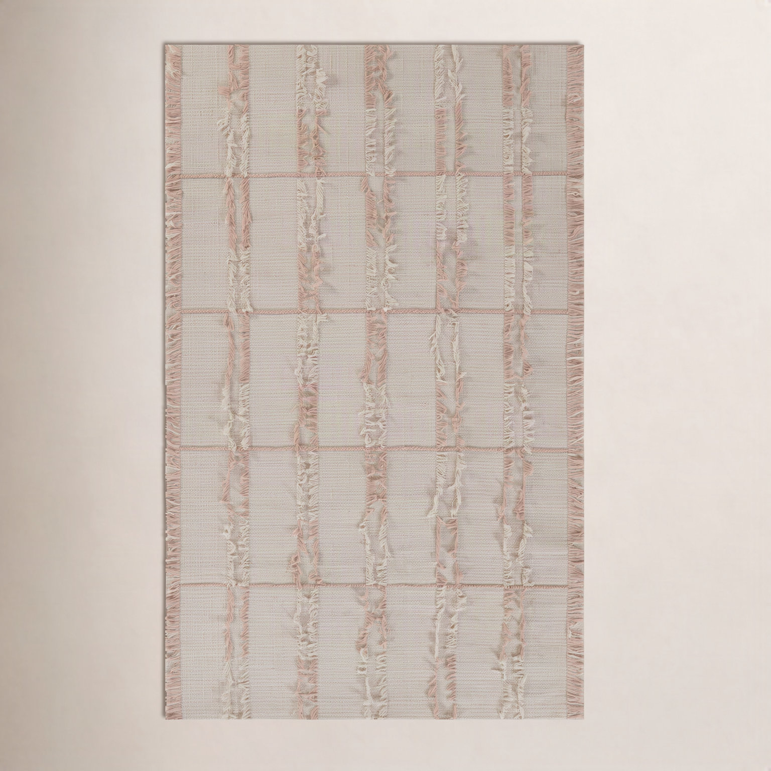Charlie Pink Hand-Woven Striped Wool Rug, Rectangle 3'6" x 5'6"