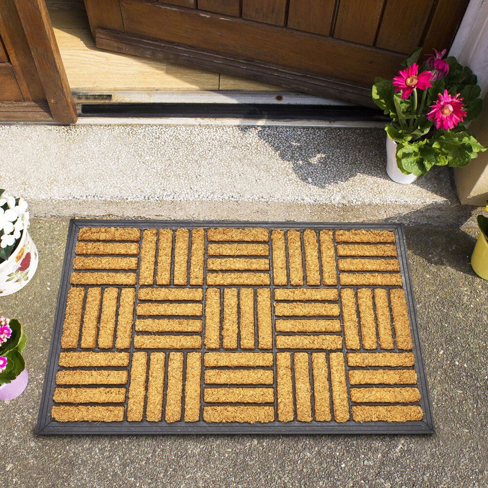 Fab Habitat Modern Handwoven Coir Doormat For Entryway