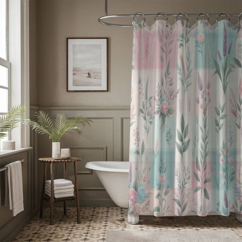 Rideau de douche 1 pièce Pastel Checks, H 74 po x l 71 po