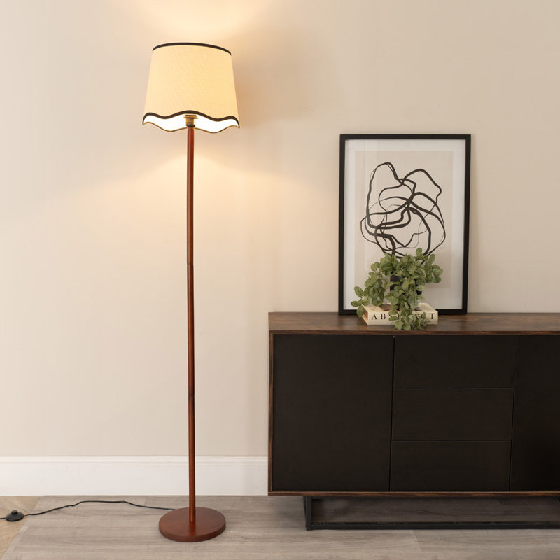 Roshina 182cm Traditional Floor Lamp, Walnut, Natural/Black, Yes