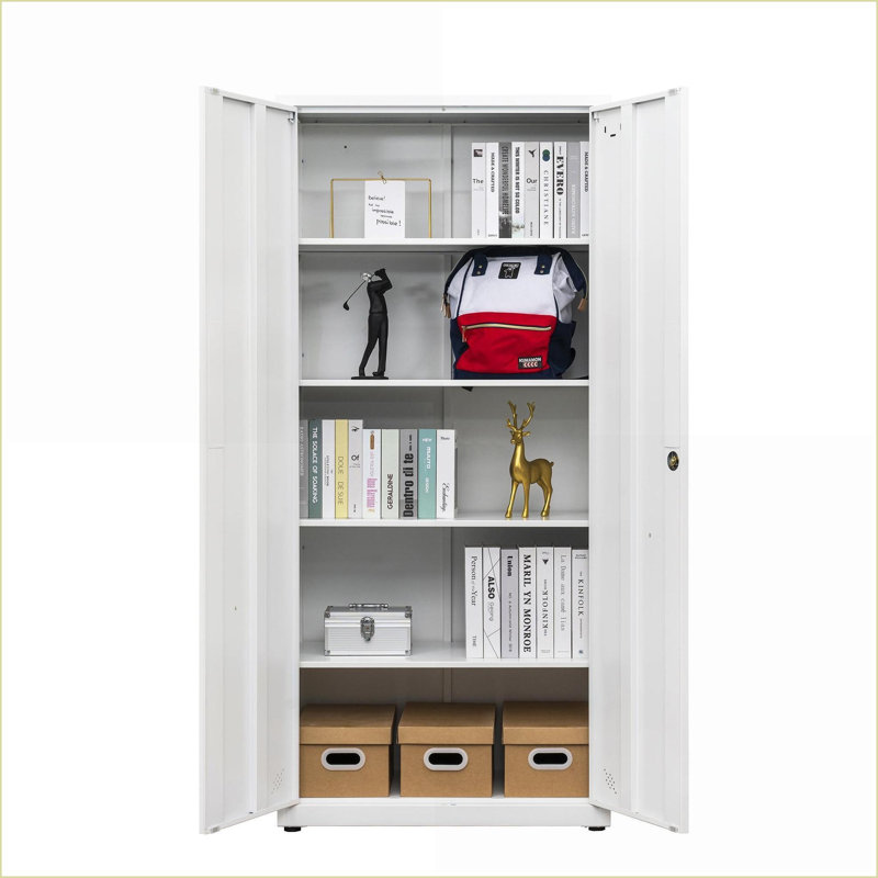 Armoires avec tablettes réglables Portes verrouillables | Acier blanc cassé | Maison / Bureau, Blanc