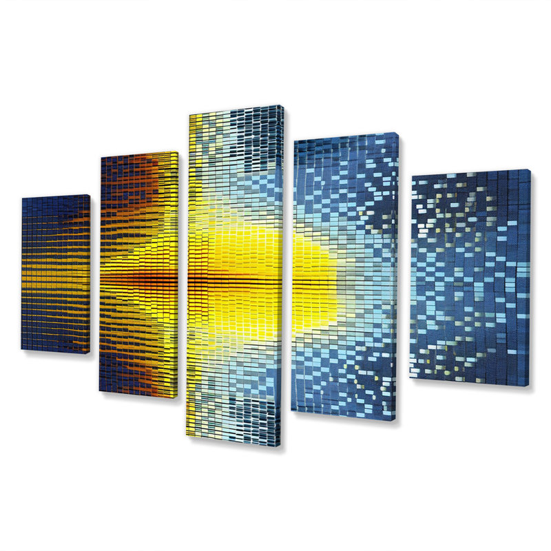 Abstrait Schumann Resonances Waveform Spectrum III - Reproduction d'art abstrait formes abstraites - 5 panneaux