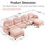Canapé modulaire rose en forme de U, en chenille respirante, facile à installer dans les pièces. Coussins ergonomiques et confortables pour 4 pièces, parfaits pour la chambre à coucher et le salon.