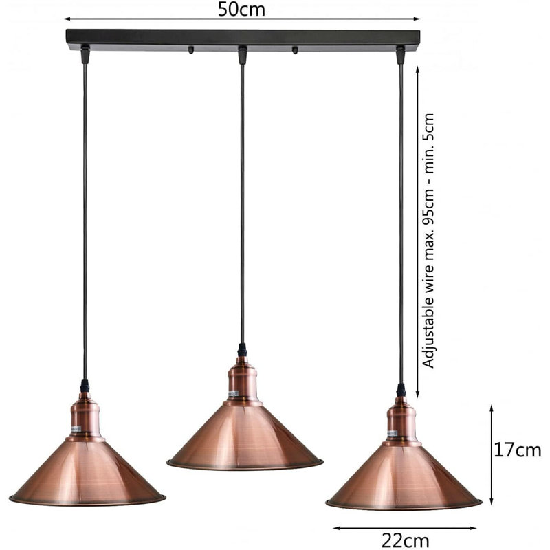 3 - Light Copper Cone Pendant