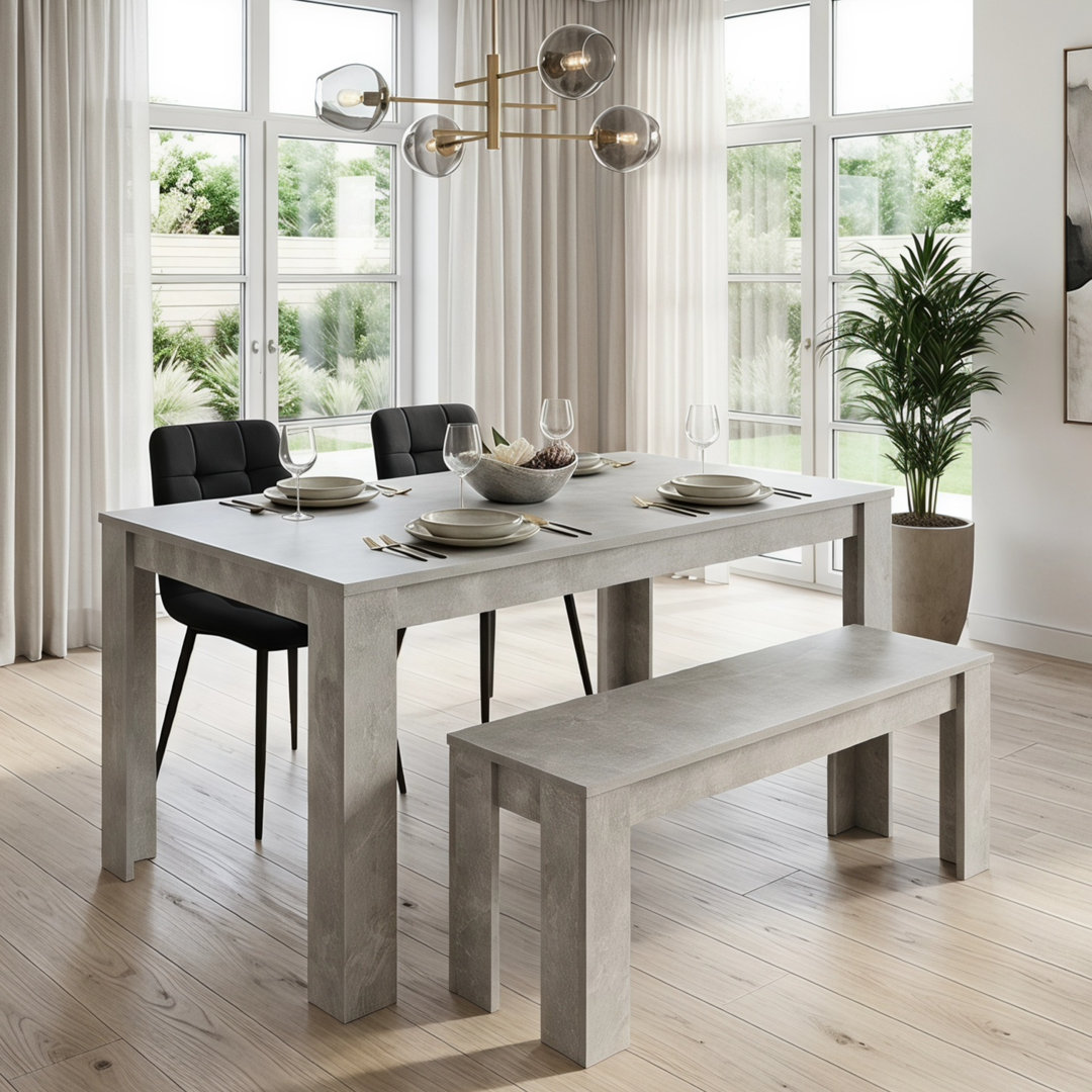 Kosy Koala Unisex Brown Modern Grey Dining Table Set With 2 Black Velvet Chairs And 1 Bench Dining Room Furniture In - Image 5