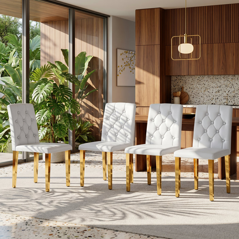 Chaises de salle à manger à pieds dorés en similicuir l 16,4 po x P 18 po x H Droom (ensemble de 4)