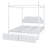 White Queen Size Canopy Platform Bed With Upholstered Headboard And Two Storage Pockets, Inviting Metal & 2 Unit Drawers,