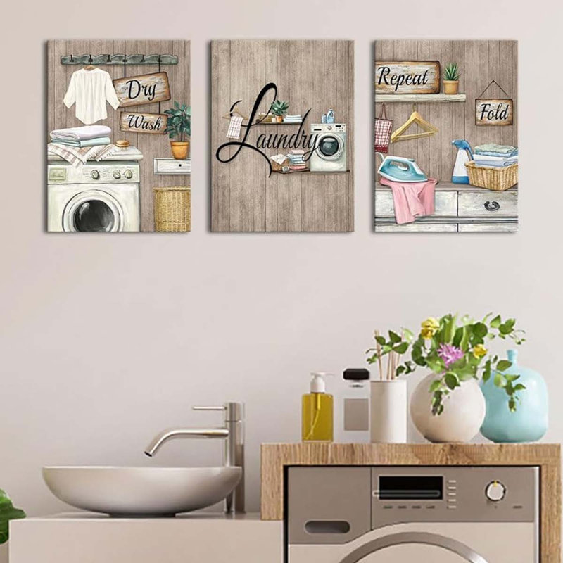 3 Piece Wrapped Canvas Print, Brown