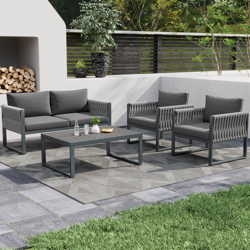 Wicker 7 - Person Garden Lounge Set with Cushions