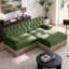 Canapé d'angle moderne en forme de L, respirant et confortable, style Chesterfield avec jupe à pompons, combinaison libre, facile à assembler, pour salon et chambre.-1433523025-1433523030