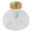 Modern Polished Brass Flush Mount Ceiling Light with Textured Glass Shade, 1-Light E26, Dimmable, ETL Listed, Sloped Ceiling Compatible
