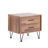 Rectangular Walnut Finish Table With 2 Sliding Drawers And Metal Legs