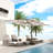 Menades 10' Square Cantilever Acrylic Double-Sided Commercial Umbrella with Base-2005106701