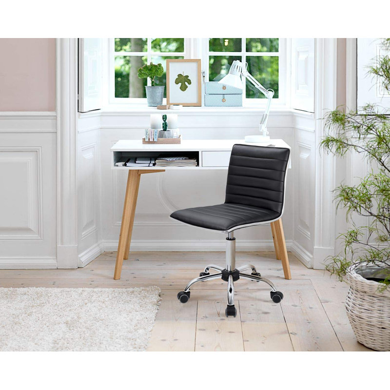 Kaycee Faux Leather Mid Back Swivel Computer Task Desk Chair, Black
