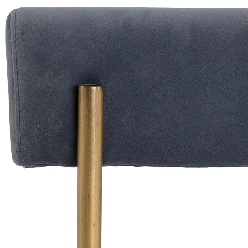 Seneca Upholstered Dining Chair, Slate Velvet, Antique Brass