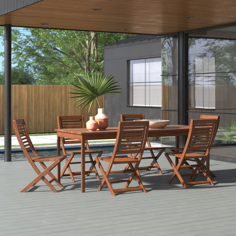 Anautica 6 - Person Wood Patio Dining Set with Rectangular Table