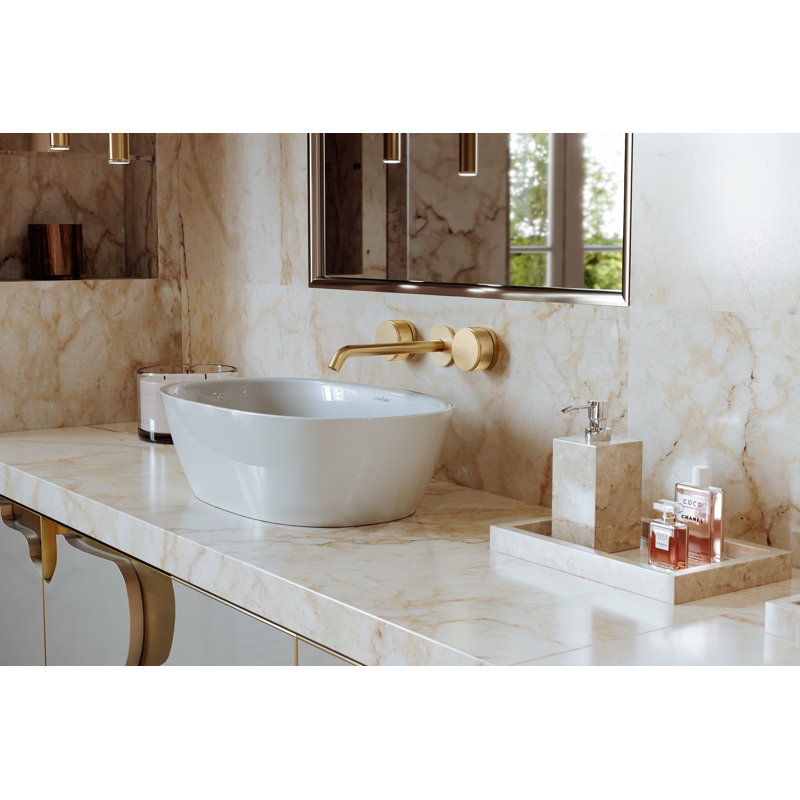 Lussari Standard White Oval Vessel Bathroom Sink with Overflow