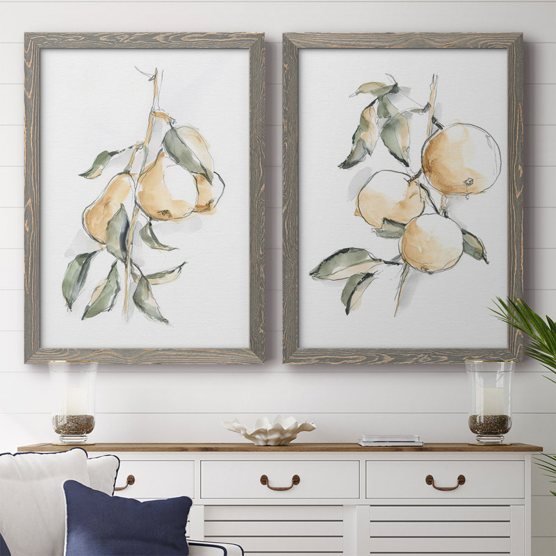 Watercolor Fruit Contour I-Premium, toile encadrée - prête à être accrochée