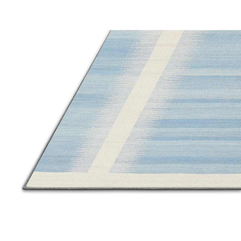 Beige abstrait/Tapis décoratif bleu, Rectangle 5 pi x 7 pi
