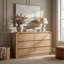 Commode moderne à 6 tiroirs de 120 cm (47,24 po) aux bords arrondis, grande commode pour le rangement de la chambre à coucher-1771694876