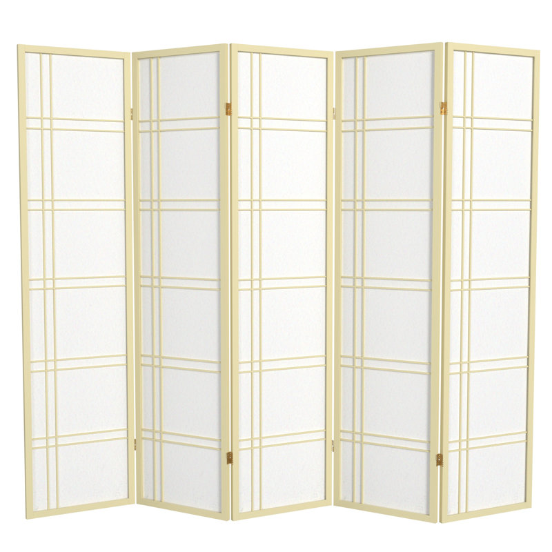 70.5" Tall Double Cross Shoji Panel Room Divider, Black, 4, 5 ft