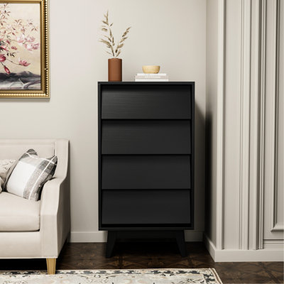 Commode 4 tiroirs noire - Solution de rangement polyvalente et polyvalente à 4 armoires