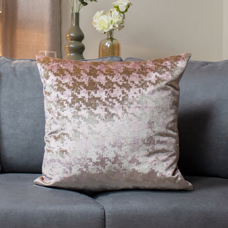 Brazell Houndstooth Square Cushion, Polyester/Polyfill, Blush
