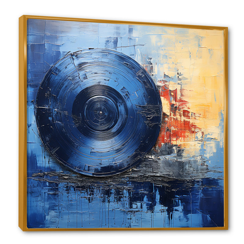 «Blue and Gold», Vinyle, Cadre flottant doré, H 36 po x l 36 po x P 1,5 po