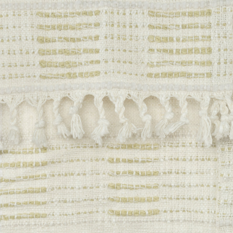 Alora Hand Woven Throw Blanket, White/Beige