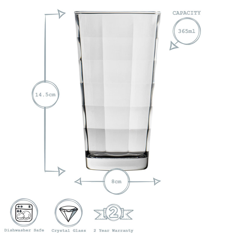 Cube Highball Glasses - 365ml, 12