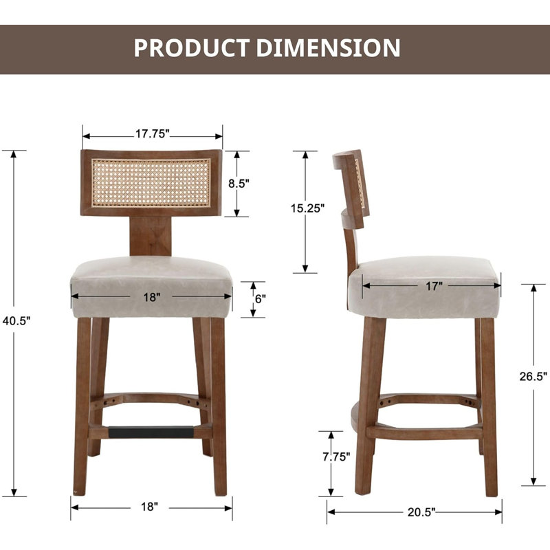 26.5" Modern Rattan Counter Stools