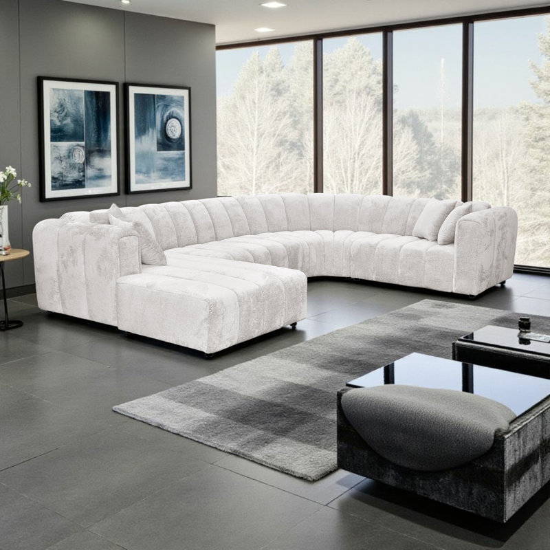 5 Seater Corner Sofa, Left Hand Facing, White